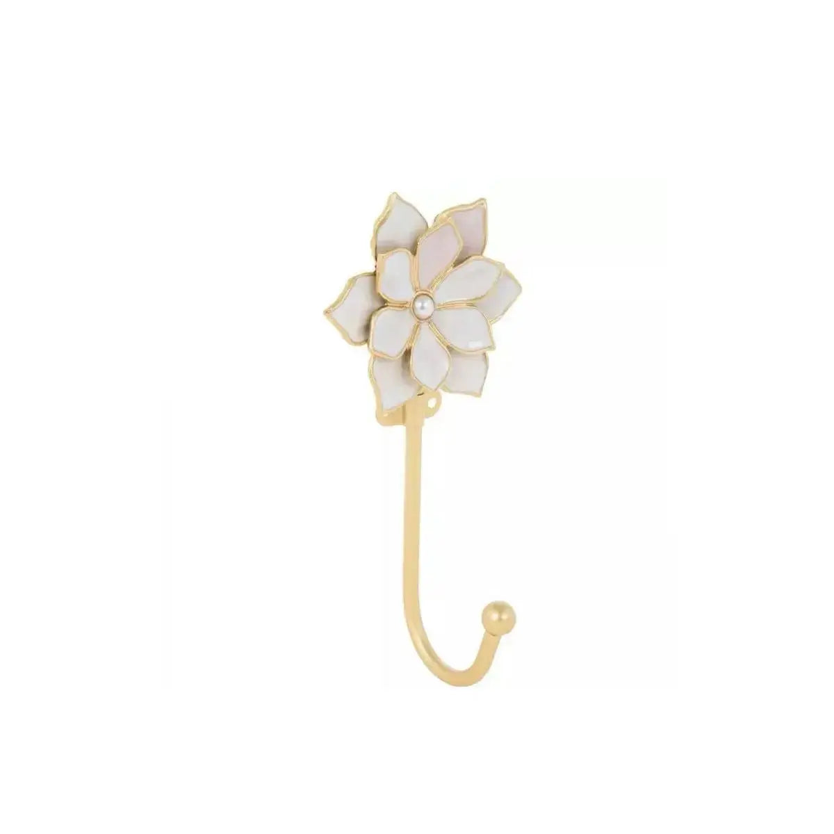 Floral Hook | Brass and White