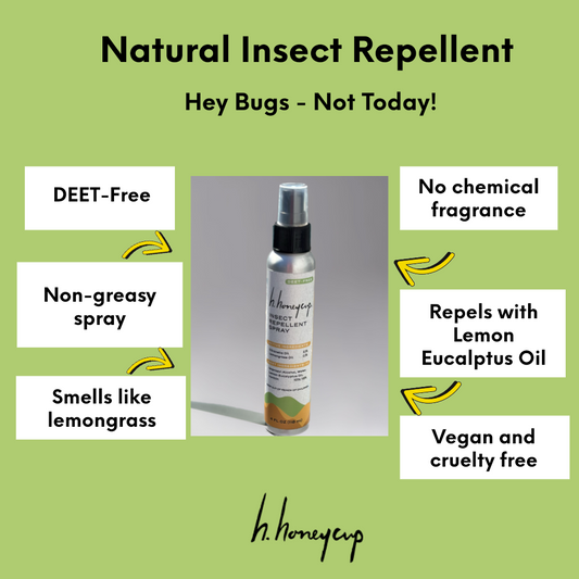 Natural insect repellent with list of product benefits such as DEET free