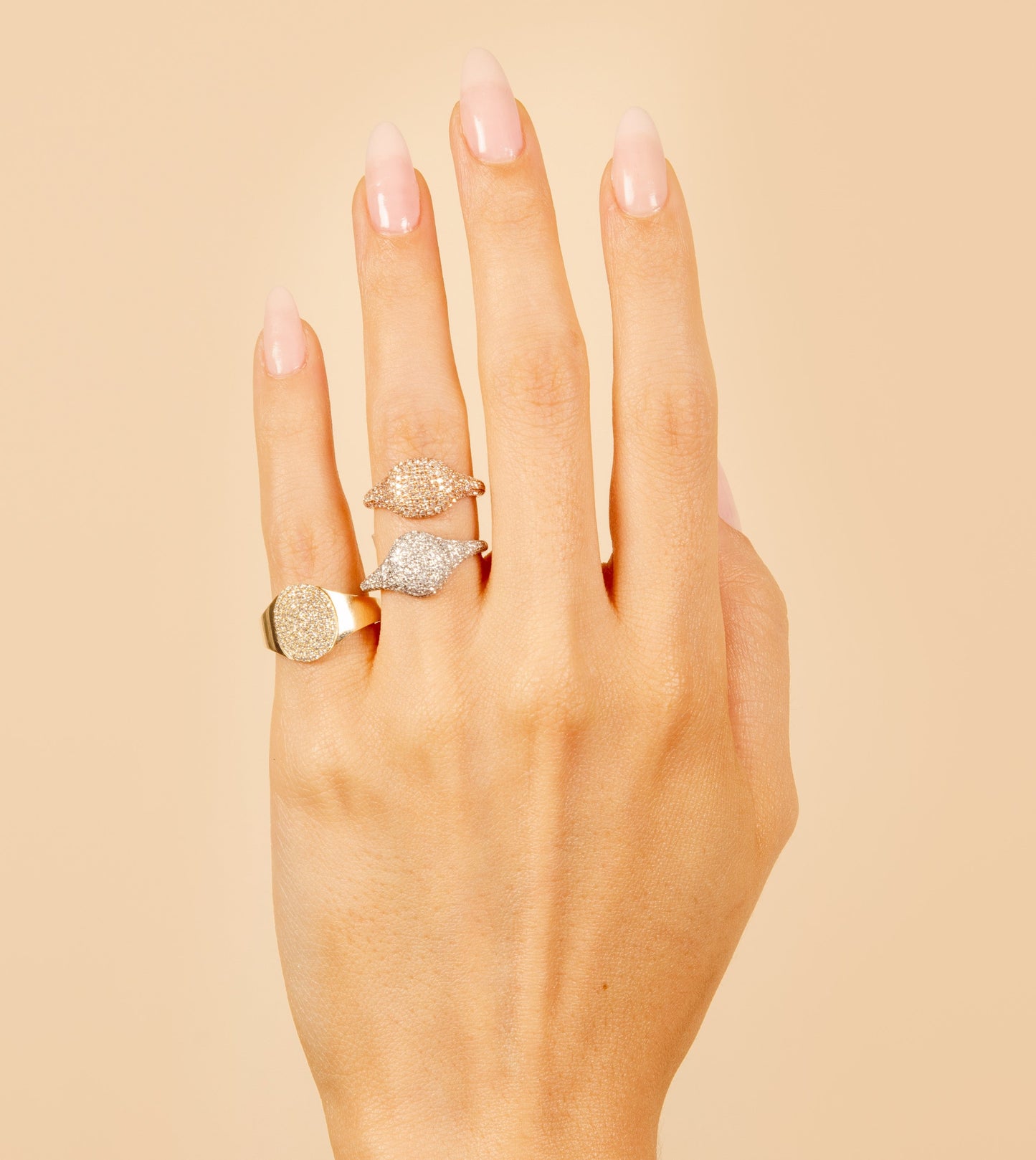 Diamond Oval Pinky Ring
