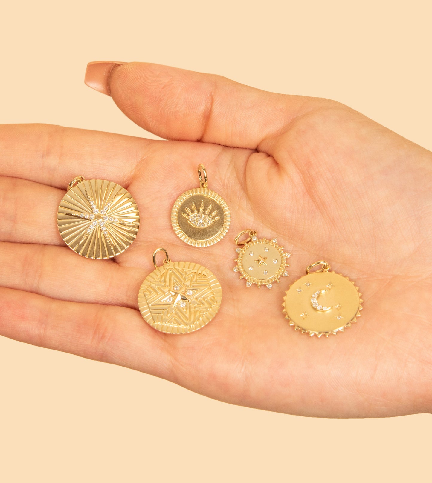 Diamond North Star Medallion Disc Necklace
