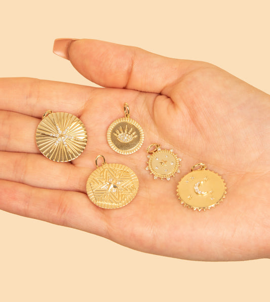 Diamond North Star Medallion Disc Necklace