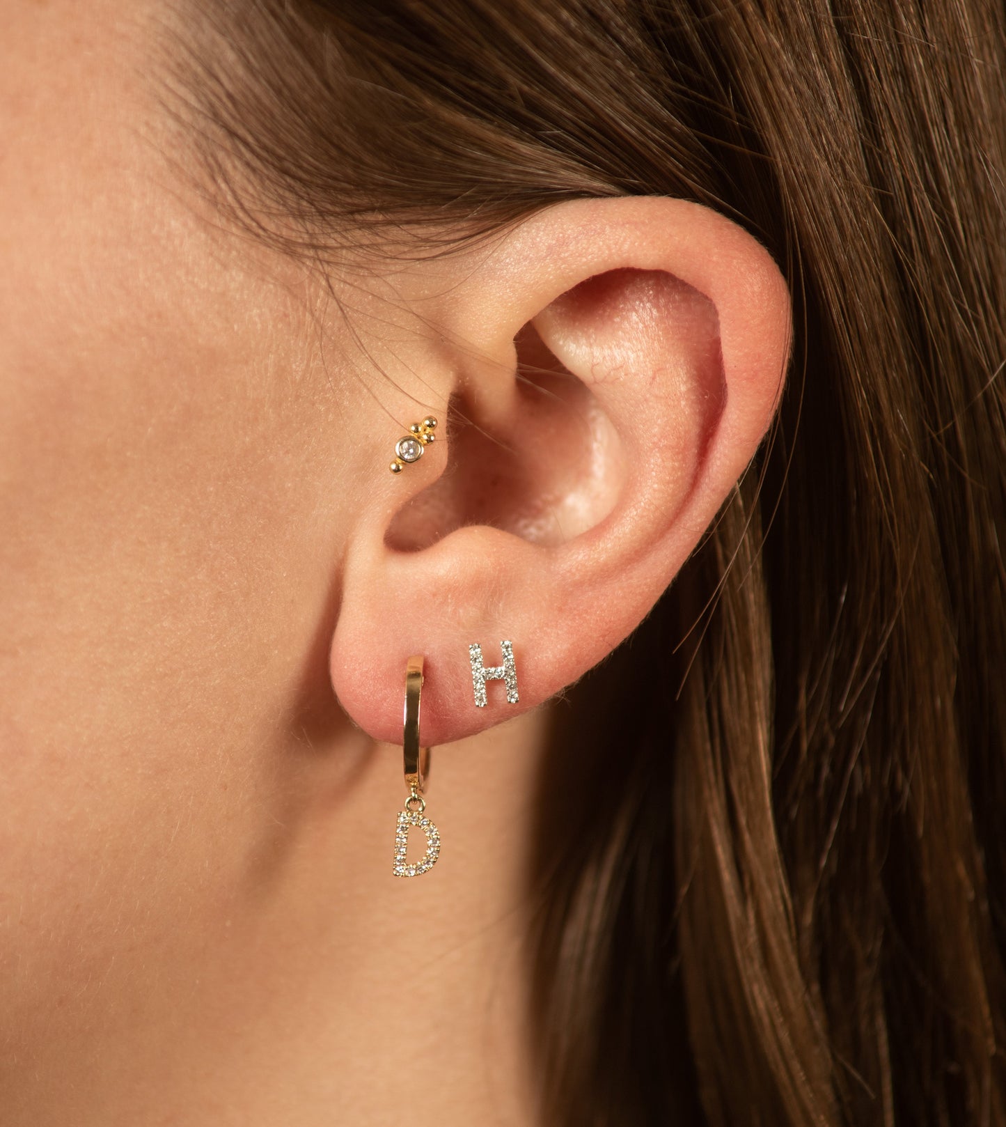 Diamond Initial Huggie Earring
