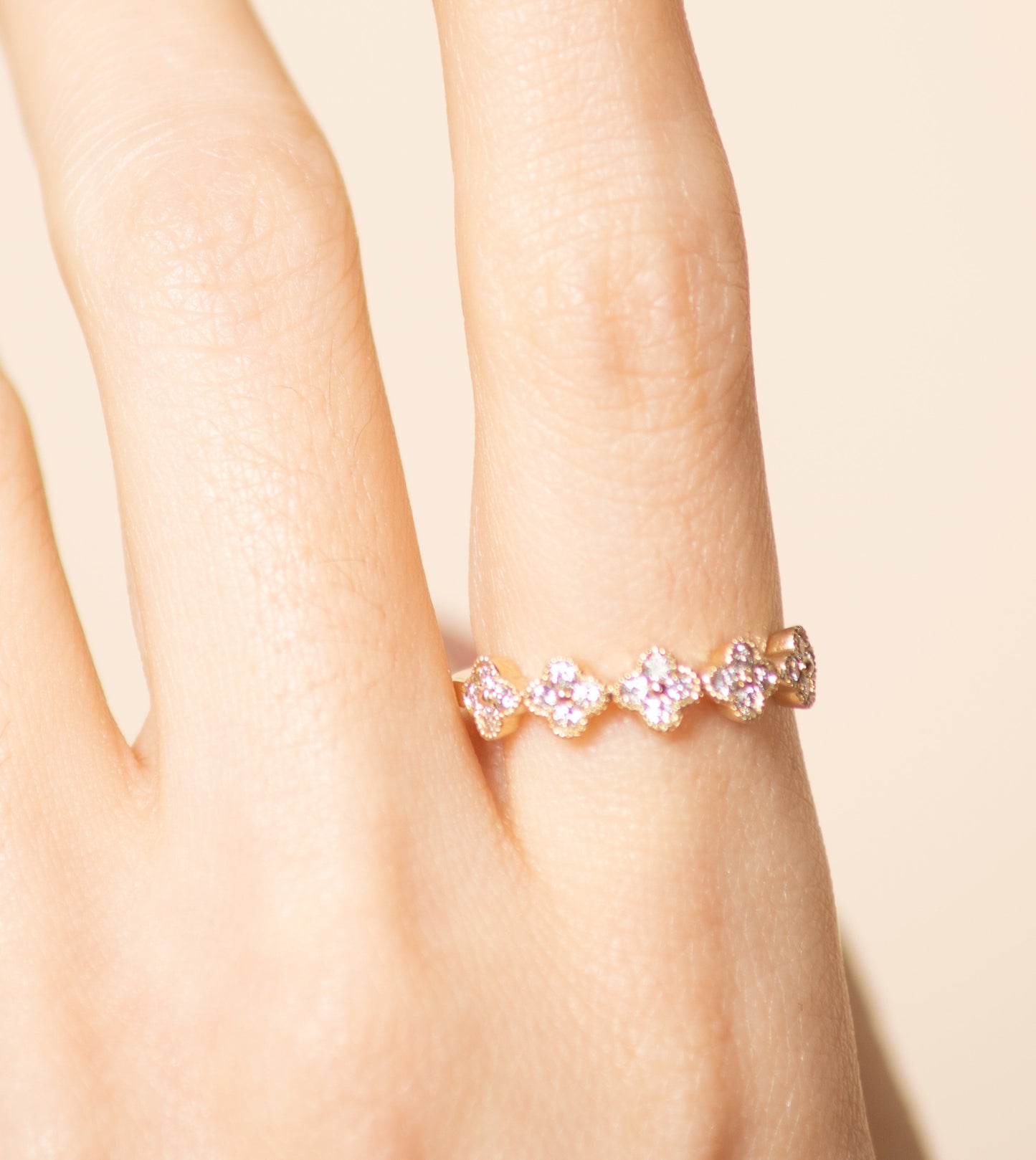 Diamond Clover Stackable Band