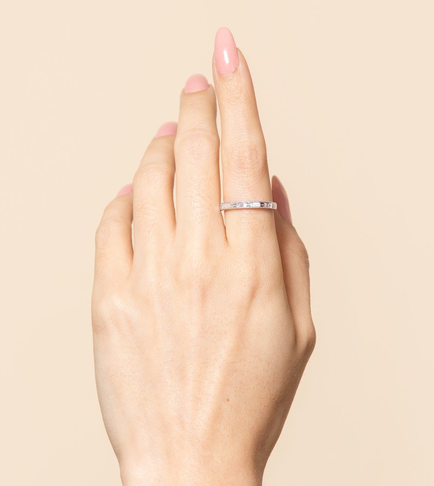 Diamond Baguette Milgrain Channel Set Band