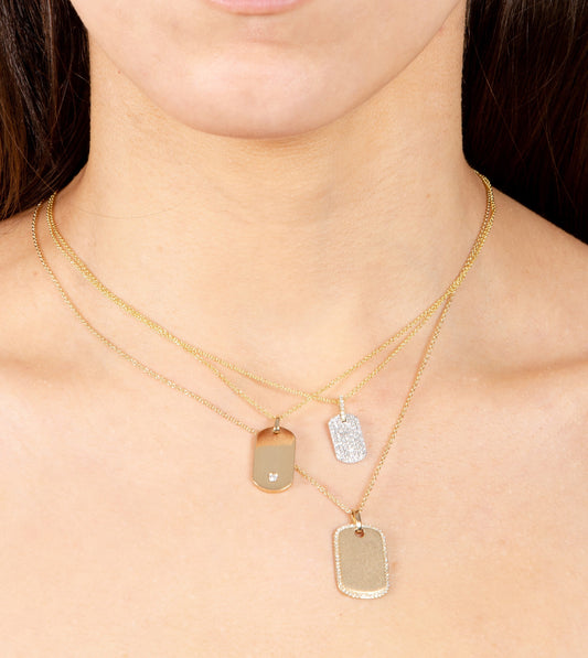 Diamond Dot Dog Tag Necklace