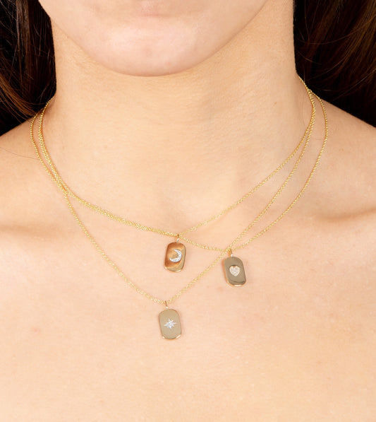 Diamond North Star Dog Tag Necklace