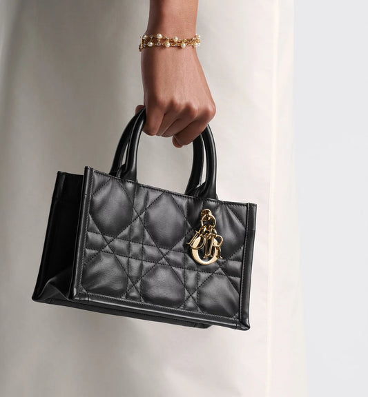 Mini Book Tote Black Macrocannage Calfskin