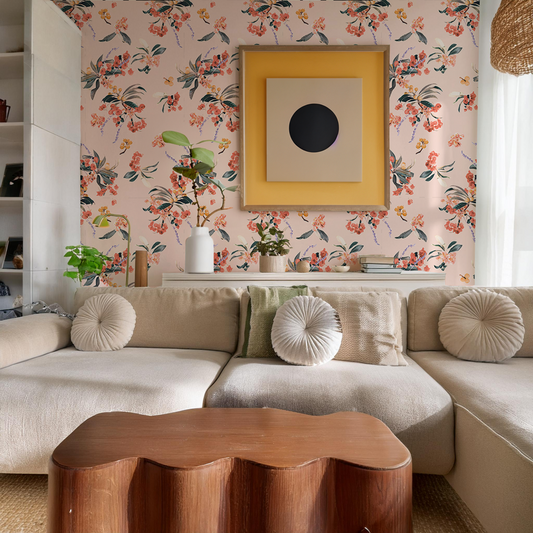 Floral Loquat Wallpaper, peach