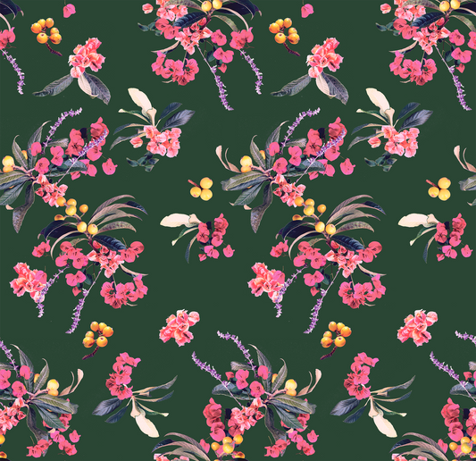 Floral Loquat Wallpaper, green