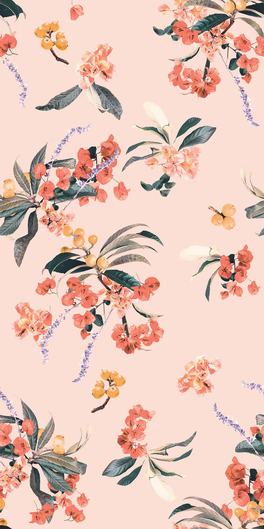 Floral Loquat Wallpaper, peach