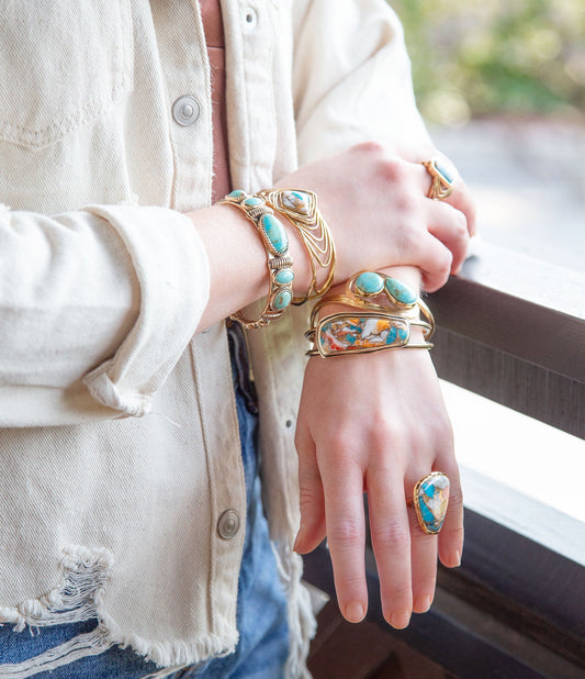 Simplicity Refined Blue Spiny Oyster/Turquoise Golden Bracelet