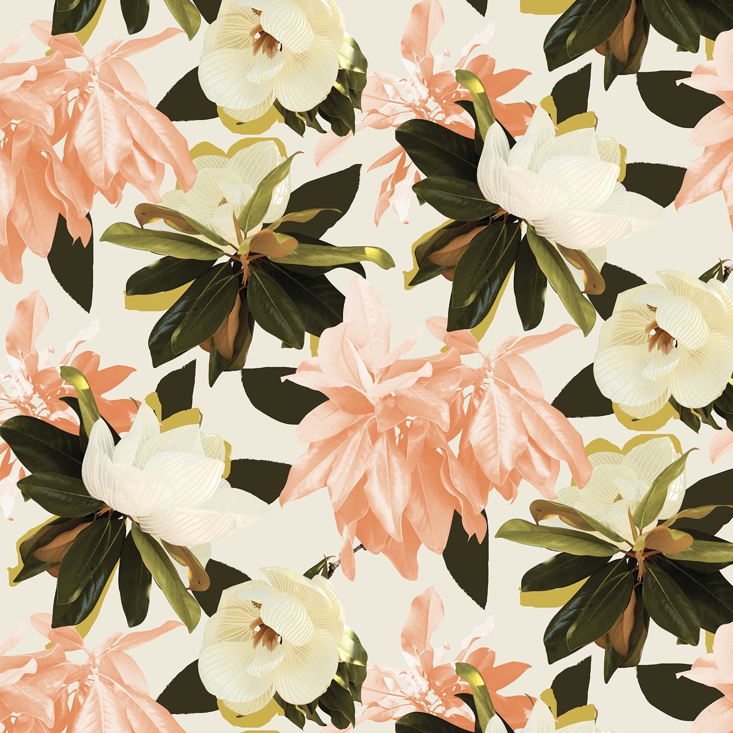 Magnolia Wallpaper, coral