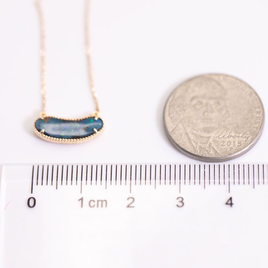Minimalist Australian Boulder Opal Necklace 18K Yellow Gold
