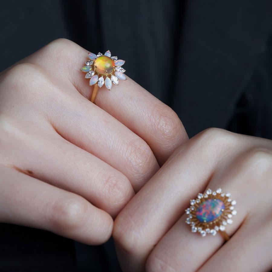 My Shining Star - 1.69ct Fire Opal Marquise Cut Diamond Engagement Ring 18k Gold