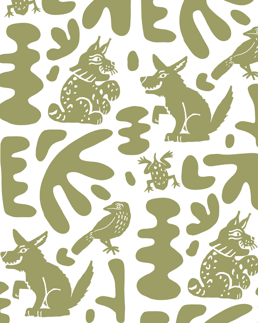 Abstract Animales Wallpaper, green