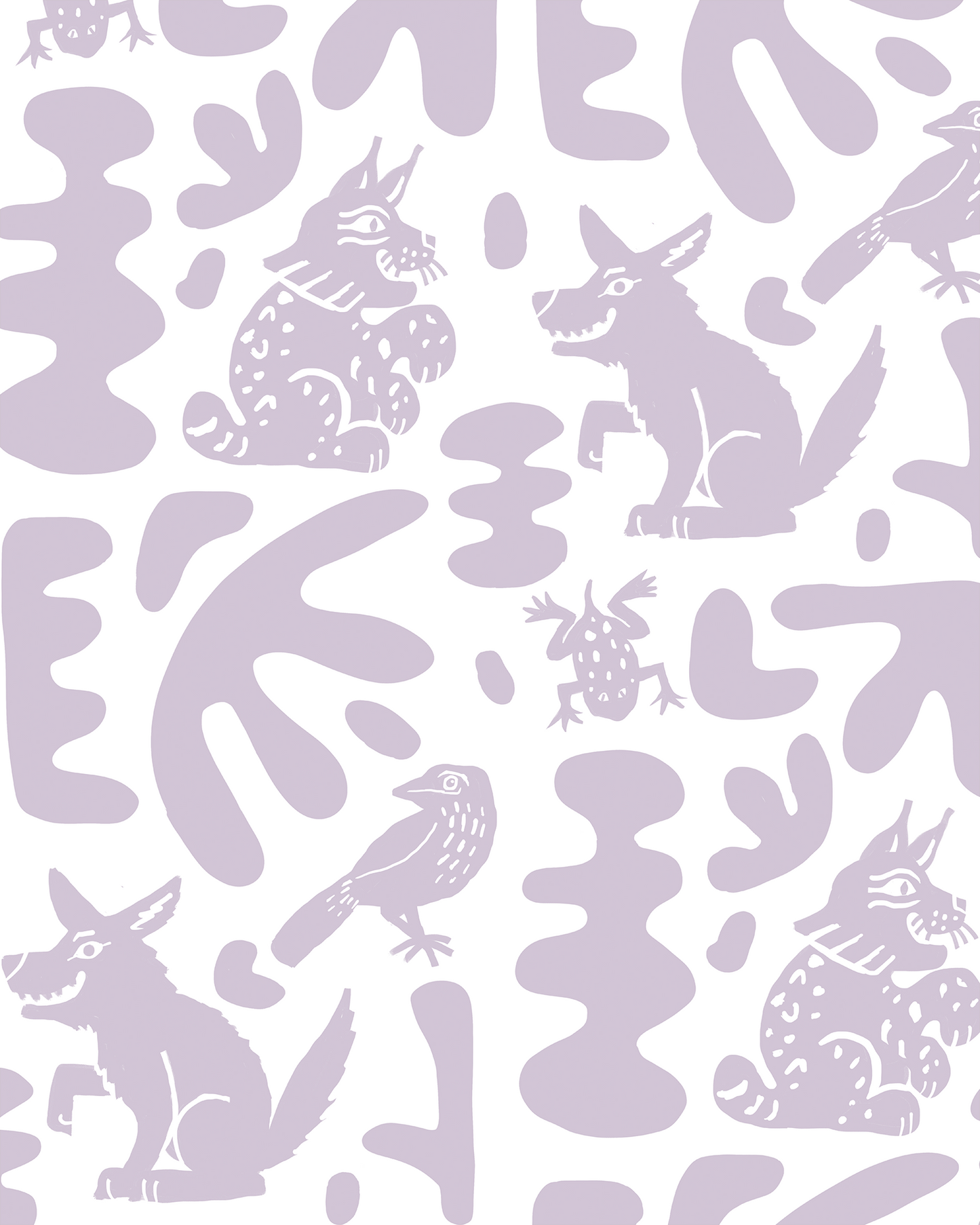 Abstract Animales Wallpaper, lavender