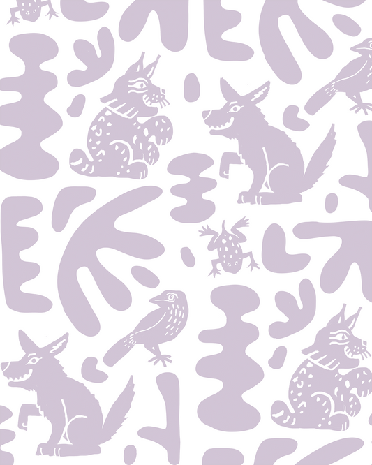 Abstract Animales Wallpaper, lavender