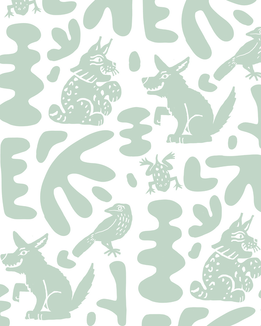 Abstract Animales Wallpaper, mint
