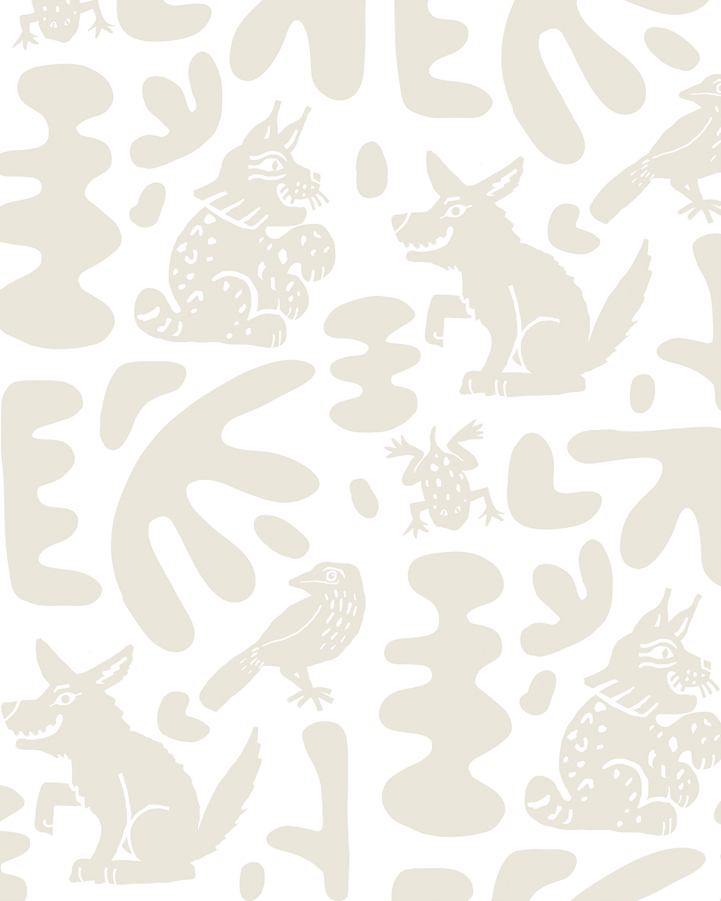 Abstract Animales Wallpaper, white & neutral