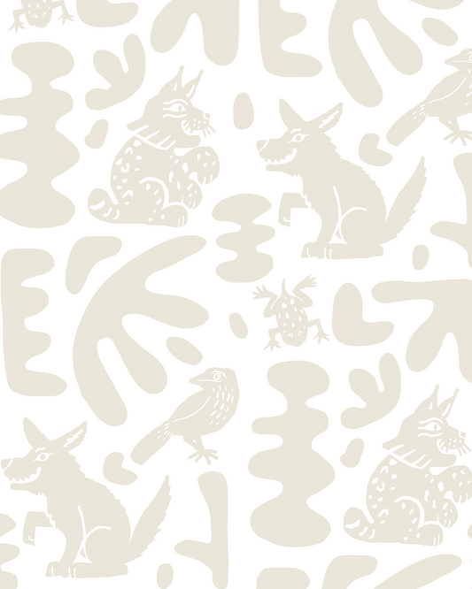 Abstract Animales Wallpaper, white & neutral