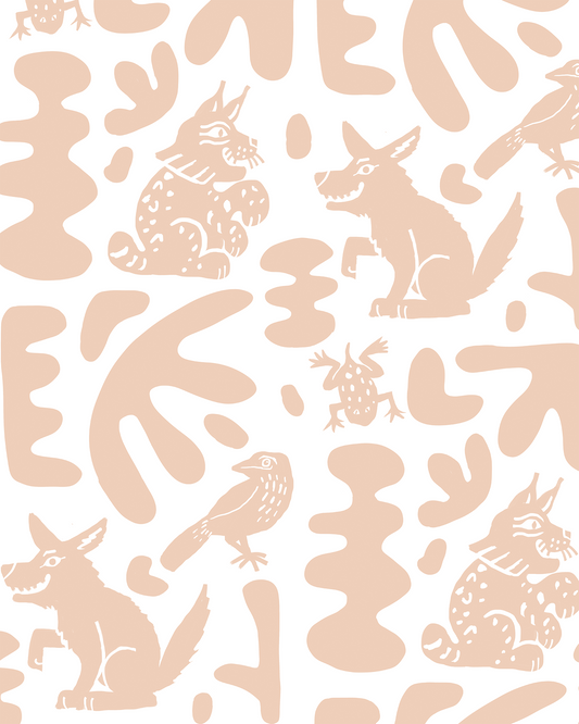 Abstract Animales Wallpaper, peach
