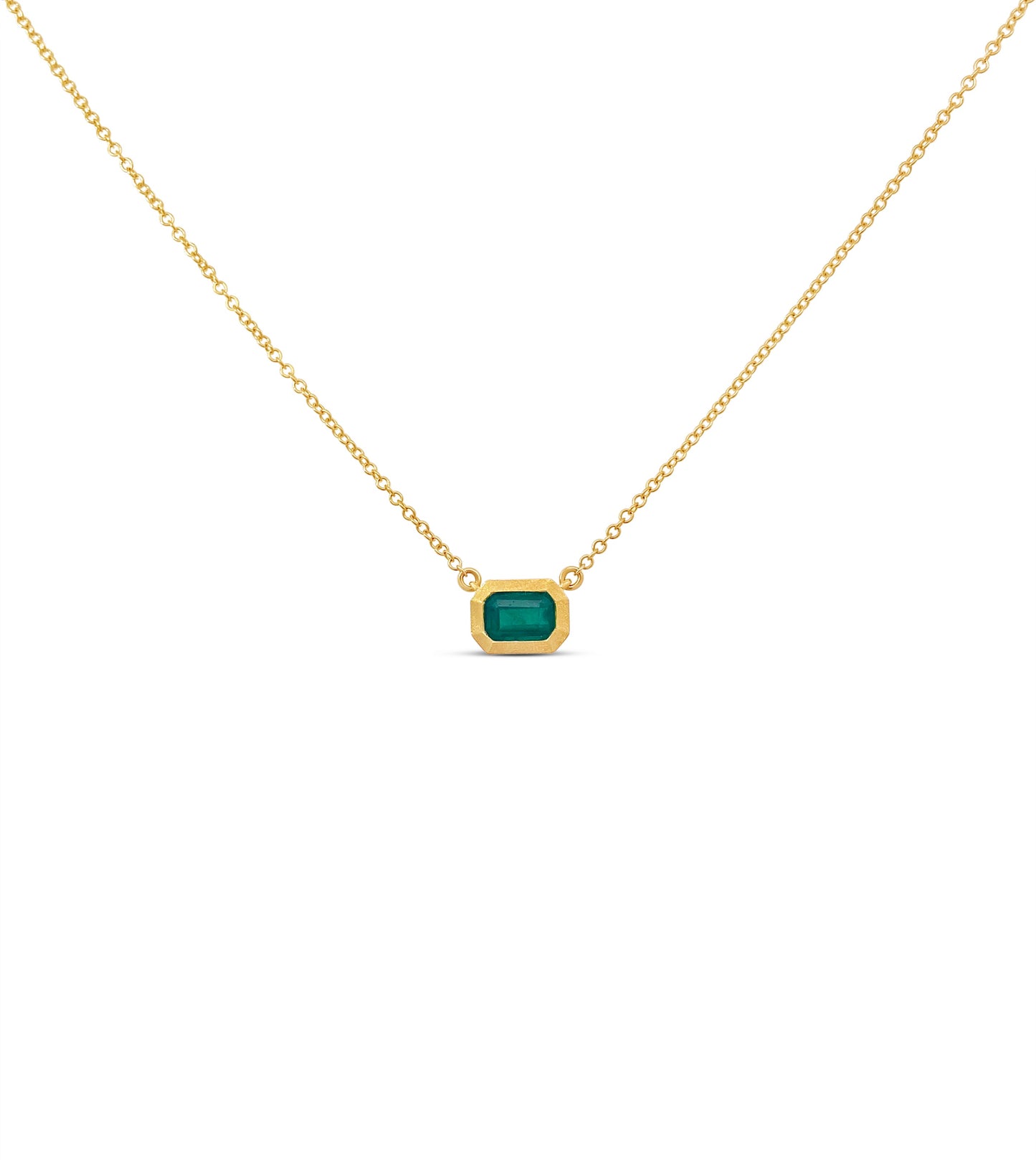Emerald Bezel Necklace