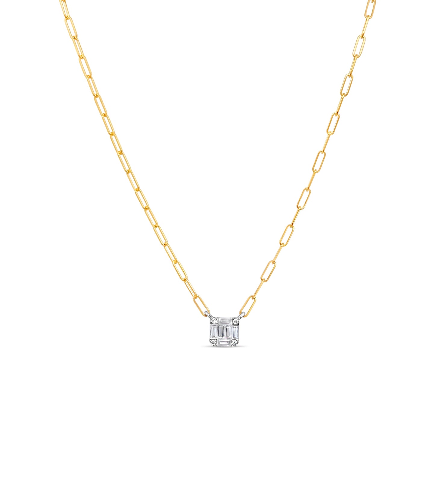 Diamond Emerald Cut Cluster Necklace
