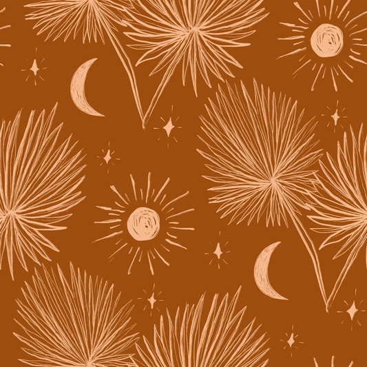 Night Palm Wallpaper, rust and peach
