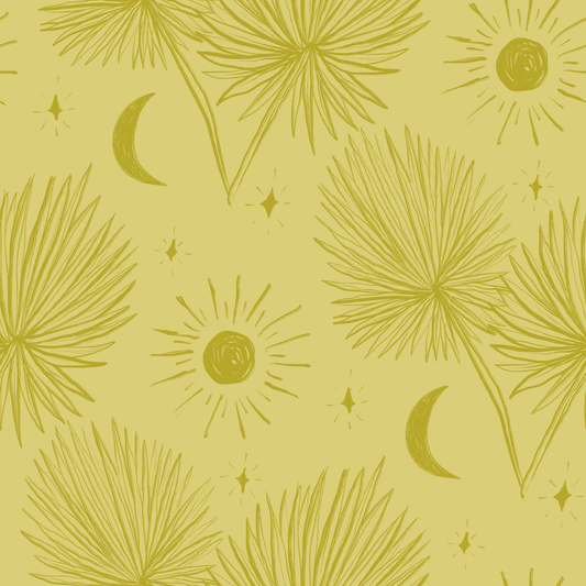 Night Palm Wallpaper, lemon and chartreuse