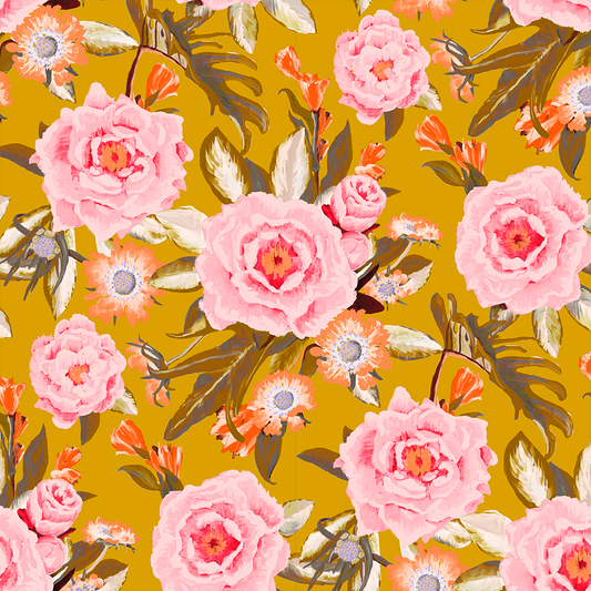 Posh Posy Wallpaper, yellow
