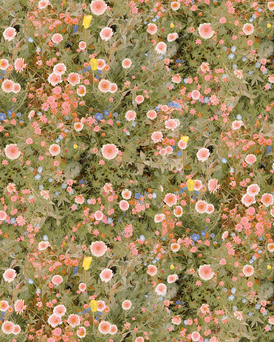 Cali Flowers Wallpaper, peachy green