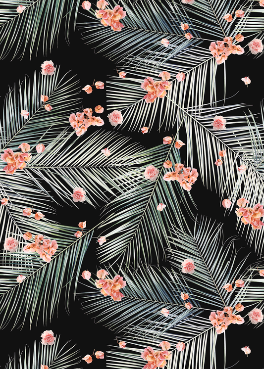 Palm Petal Wallpaper, black