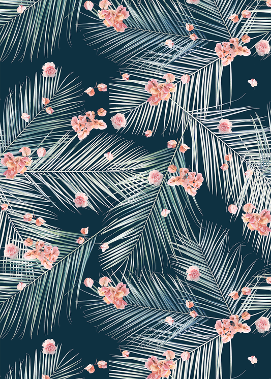 Palm Petal Wallpaper, navy
