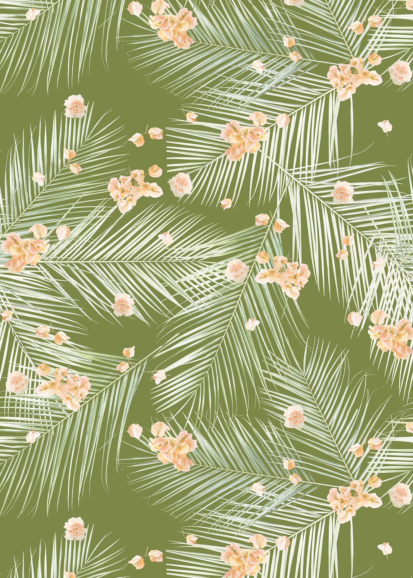 Palm Petal Wallpaper, olive green