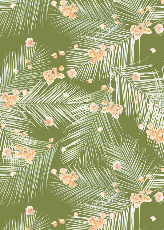 Palm Petal Wallpaper, olive green