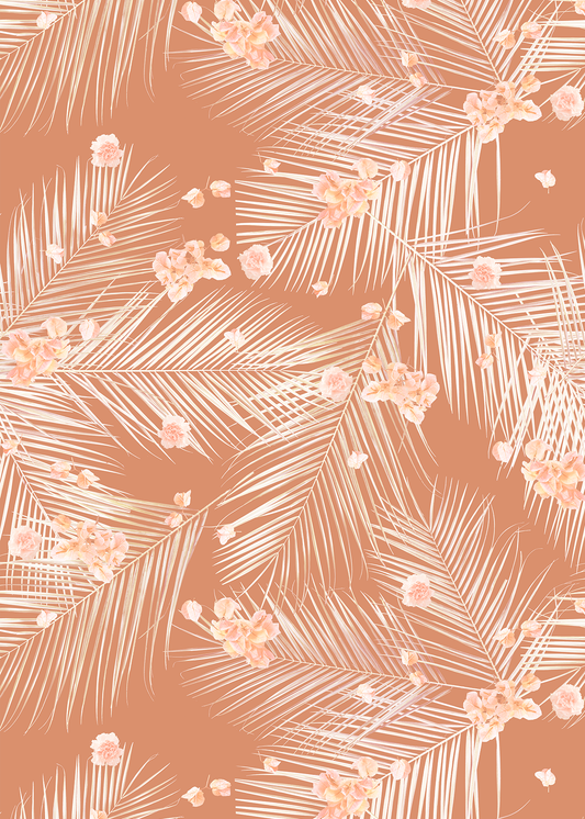 Palm Petal Wallpaper, terra cotta