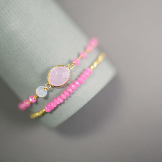 Rose Quartz Adjustable Gemstone Bracelet