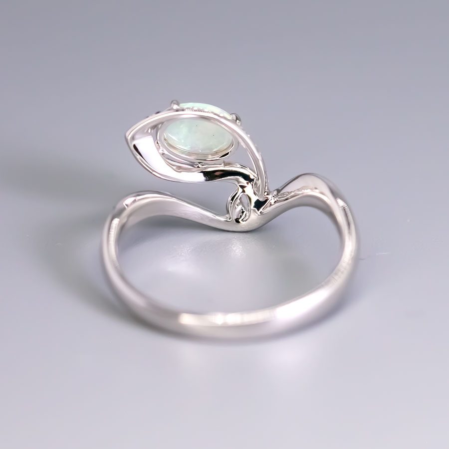 Peacock Dream - Australian Opal Diamond Engagement Ring in 18K White Gold