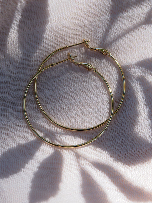 Thin Gold Hoop Earrings - 3 sizes - Keaka