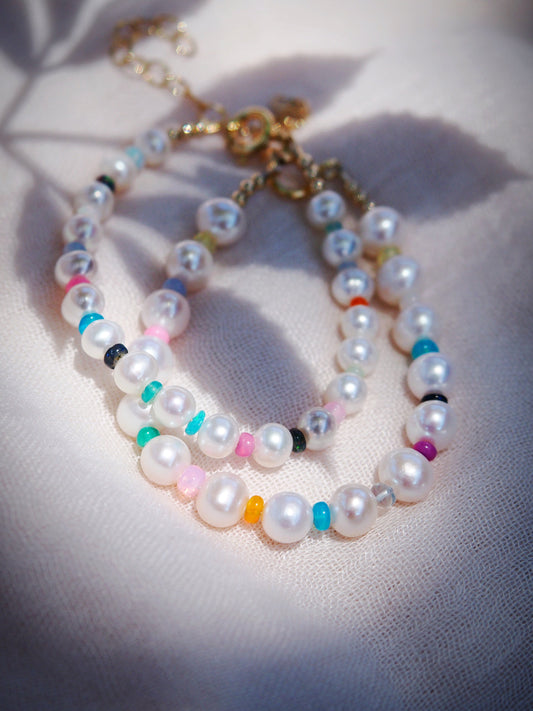 Sale - Rainbow Opal and Pearl Bracelet - Makalani
