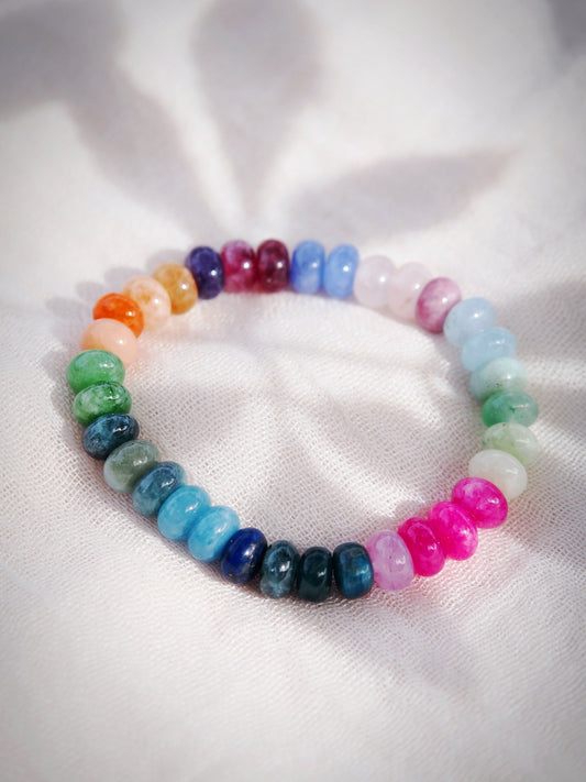 Sale - Stretchy Rainbow Gemstone Bracelet - Leinani