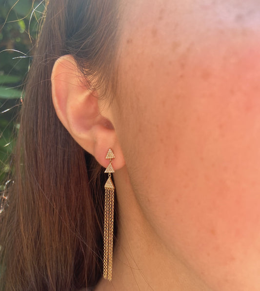 Diamond Triangle Tassel Earring