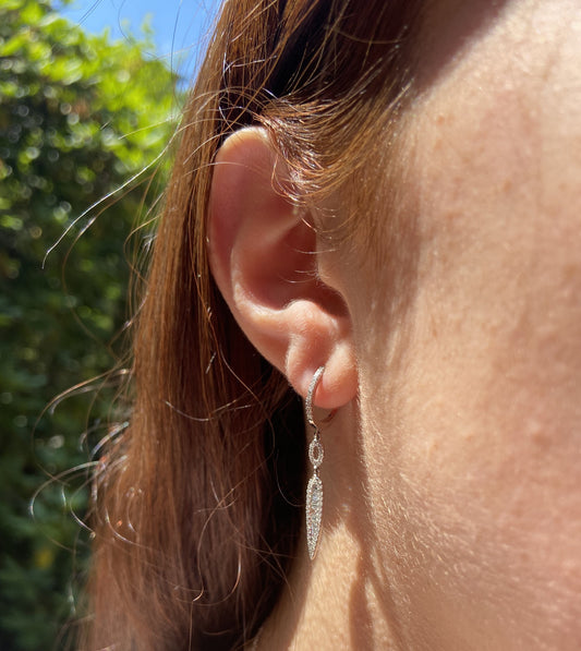 Diamond Baguette & Halo Drop Earring