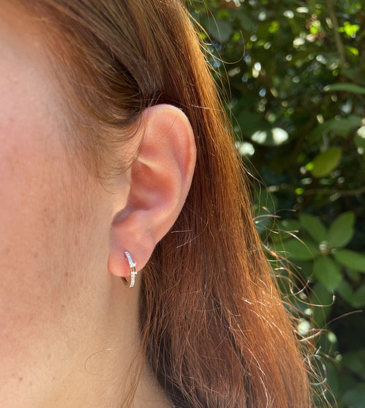 Diamond Baguette Huggie Earrings