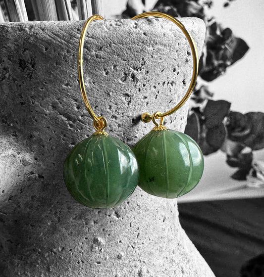 Canadian Jade Drop Bead Earrings, 13mm