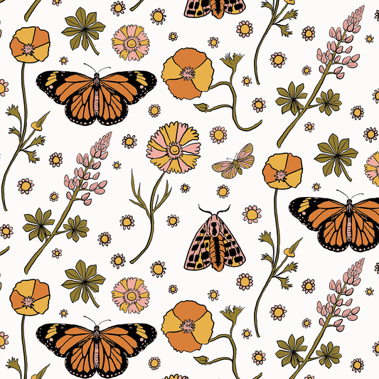 Poppy Please Wallpaper, white