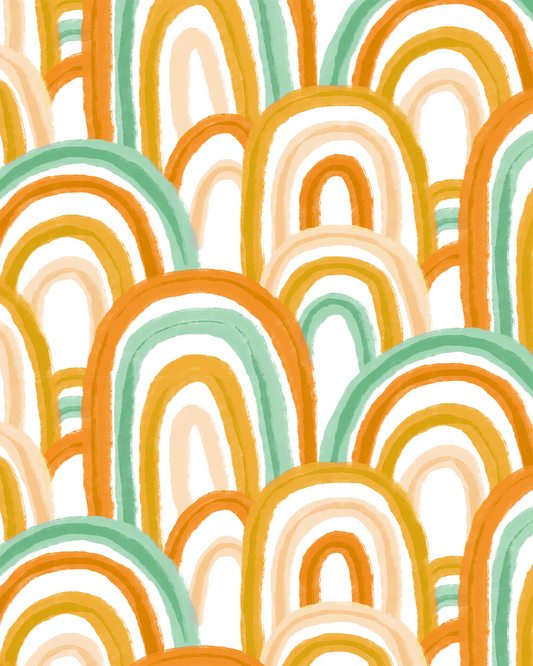 Rainbow Wallpaper, green & orange