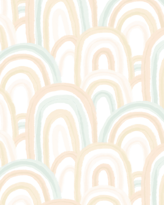 Rainbow Wallpaper, mint and peach