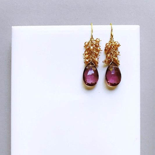 Rhodolite Garnet Cluster Earrings