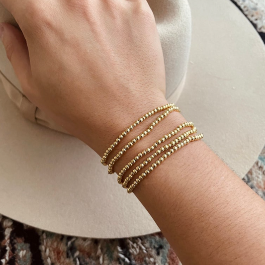 NEW 3mm Gold Bead Bracelet